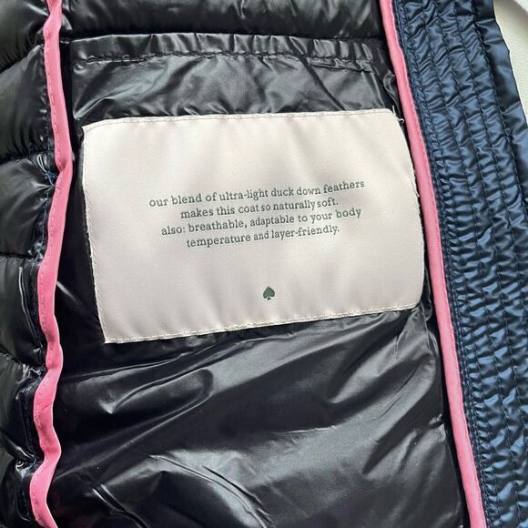 Navy Kate Spade Puffer Jacket with hidden hood Size L - Picture 4 of 10